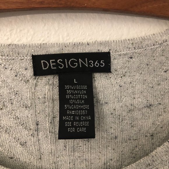 Design 365 Viscose Silk Cashmere Blend Gray Cinched Sleeve Sweater Size Large - Picture 3 of 4